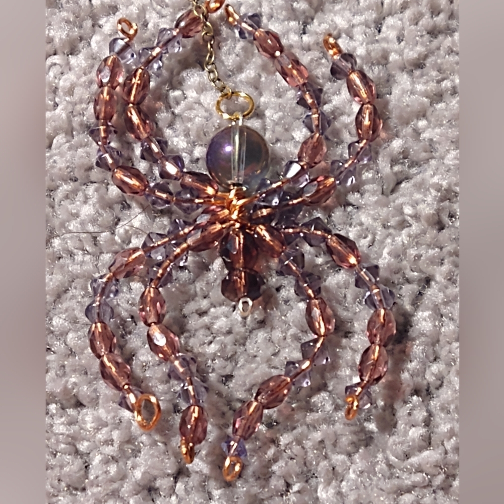Hand Crafted Purple Beaded Spider Pendant - Picture 6 of 9